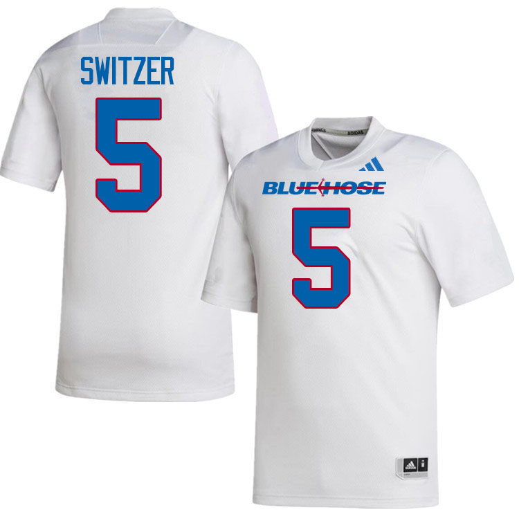 Presbyterian Blue Hose #5 Zach Switzer College Football Jerseys,Uniforms-White
